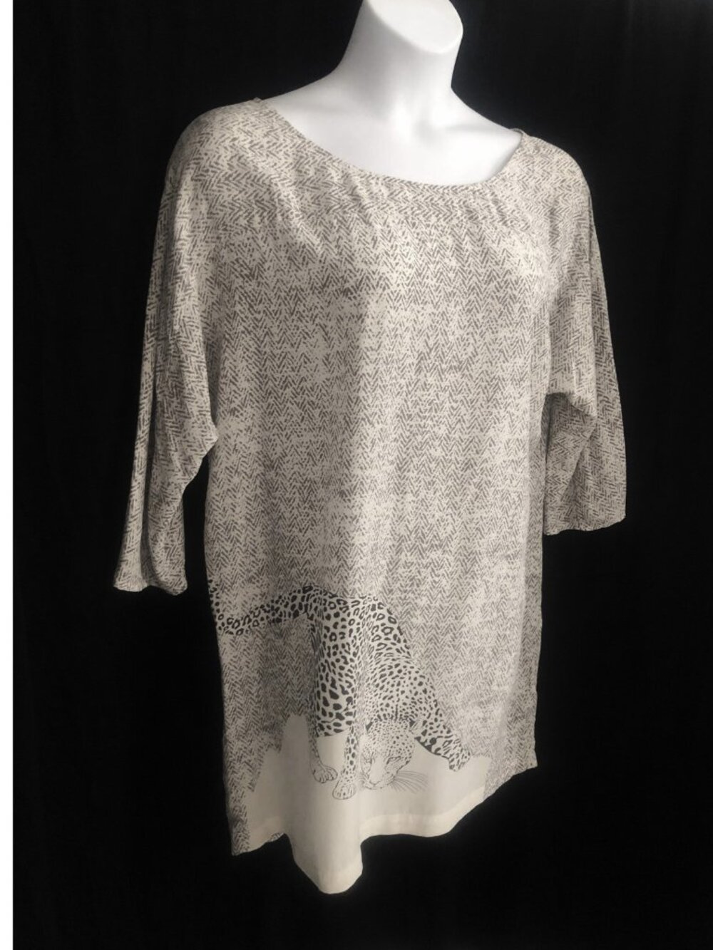 Joie Animal Leopard Chevron Print Silk Dress Size Large